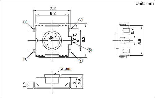 alps按鍵開關(guān)SKHUPME010參考圖紙